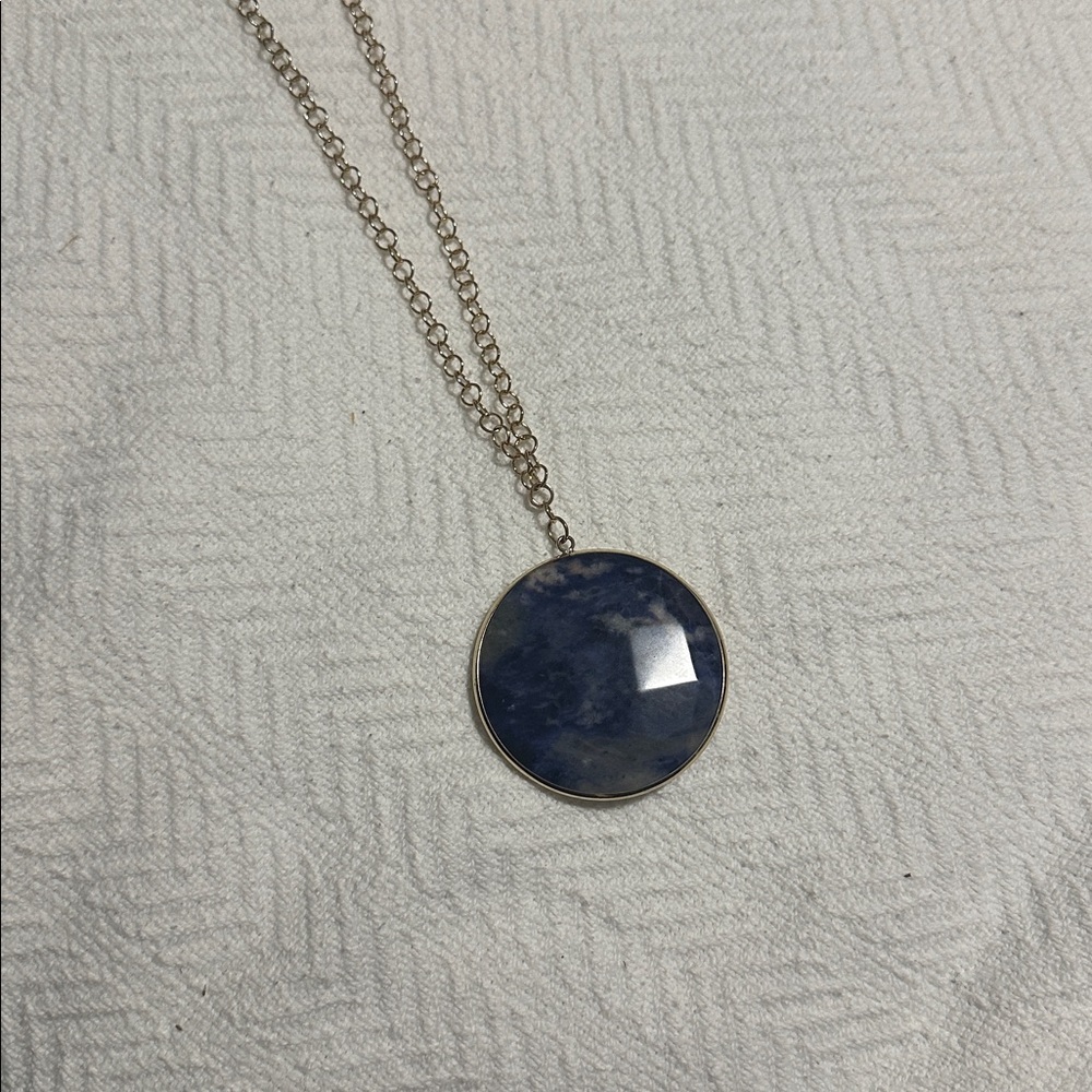 Long necklace, blue/gold